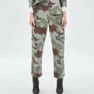 NEW ZARA Sz 6 Cargo Wide Leg Pants Camo